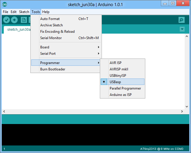 Arduino IDE - Tools/Programmer