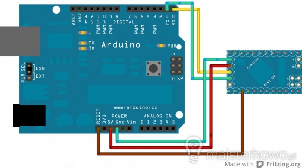 Arduino Uno jako programator dla Pro Mini