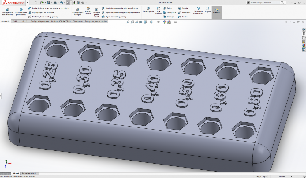 Projekt organizera na dysze E3D w SOLIDWORKS